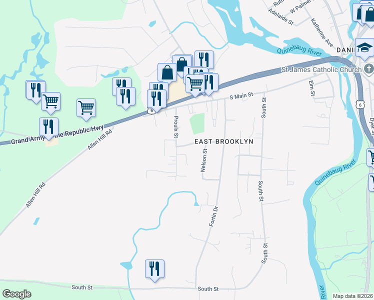 map of restaurants, bars, coffee shops, grocery stores, and more near 84 Ventura Drive in Brooklyn