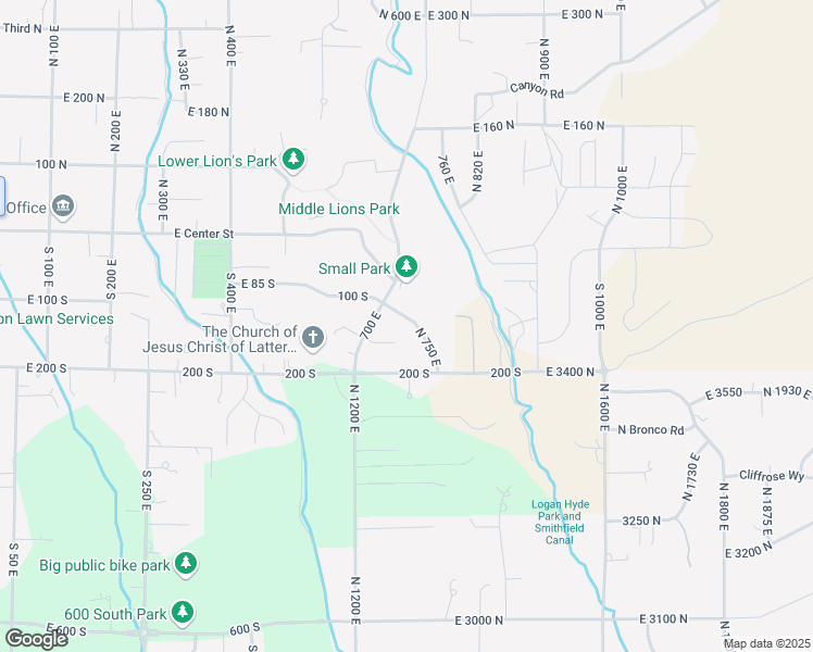 map of restaurants, bars, coffee shops, grocery stores, and more near 1092 East 100 South in Hyde Park