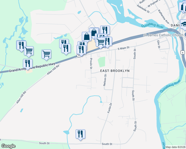 map of restaurants, bars, coffee shops, grocery stores, and more near 84 Ventura Drive in Brooklyn