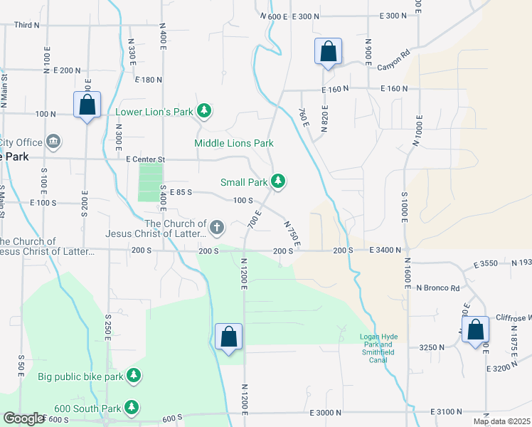 map of restaurants, bars, coffee shops, grocery stores, and more near 710 East 100 South in Hyde Park