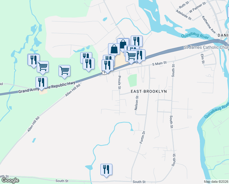 map of restaurants, bars, coffee shops, grocery stores, and more near 11 Robert Street in Brooklyn
