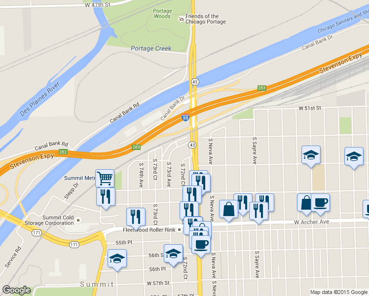 map of restaurants, bars, coffee shops, grocery stores, and more near 1204 Park Avenue in Summit