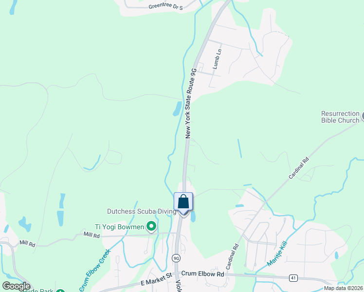 map of restaurants, bars, coffee shops, grocery stores, and more near 1229 New York 9G in Hyde Park