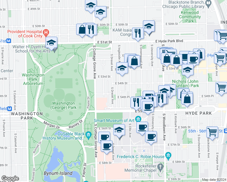 map of restaurants, bars, coffee shops, grocery stores, and more near in Chicago