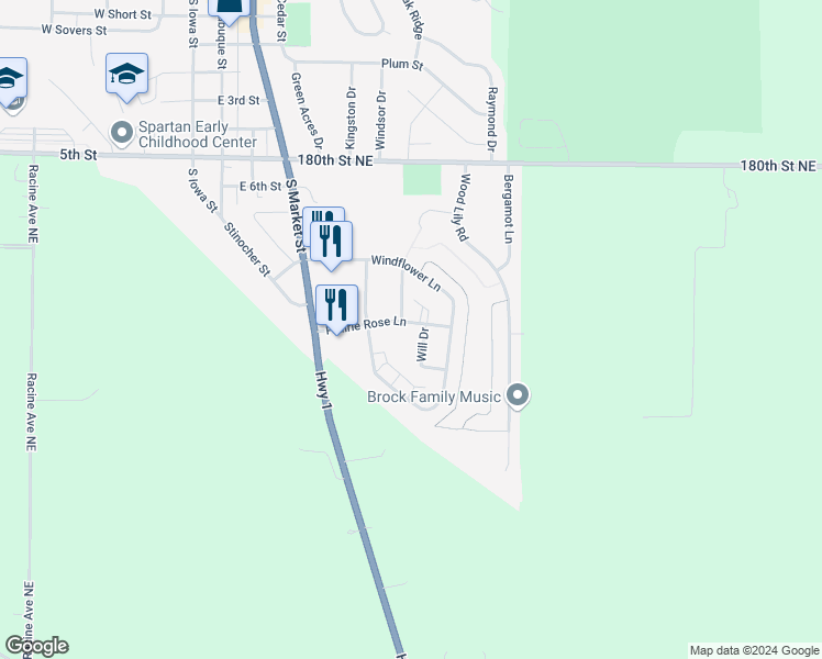 map of restaurants, bars, coffee shops, grocery stores, and more near 205 Prairie Rose Lane in Solon