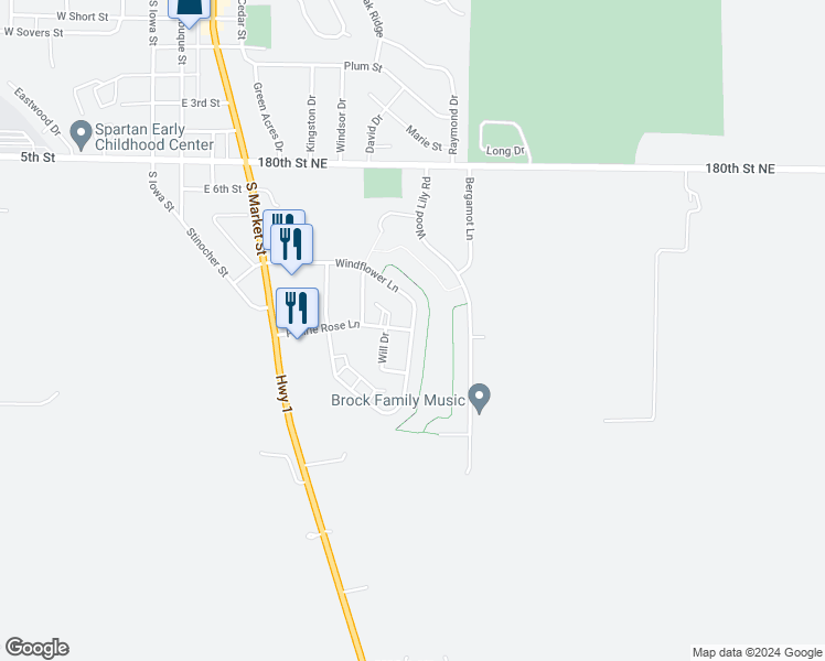 map of restaurants, bars, coffee shops, grocery stores, and more near 212 Prairie Rose Lane in Solon