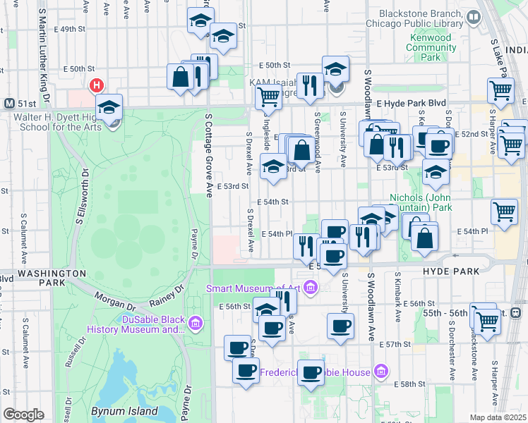 map of restaurants, bars, coffee shops, grocery stores, and more near in Chicago