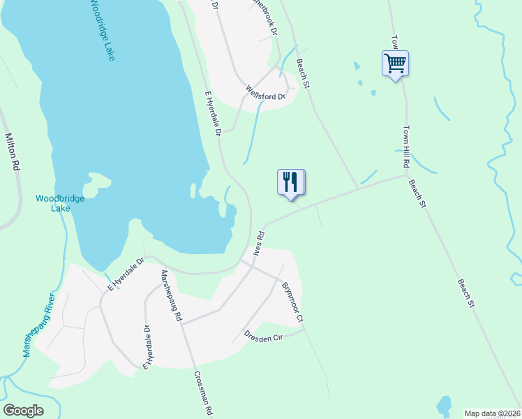 map of restaurants, bars, coffee shops, grocery stores, and more near 283 East Hyerdale Drive in Goshen