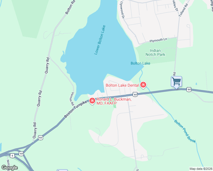 map of restaurants, bars, coffee shops, grocery stores, and more near 22 Lakeside Lane in Bolton