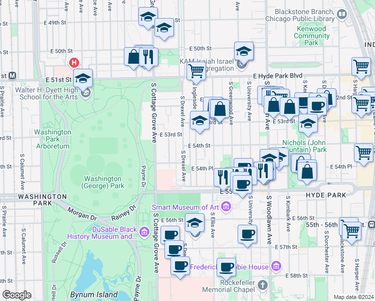 map of restaurants, bars, coffee shops, grocery stores, and more near in Chicago