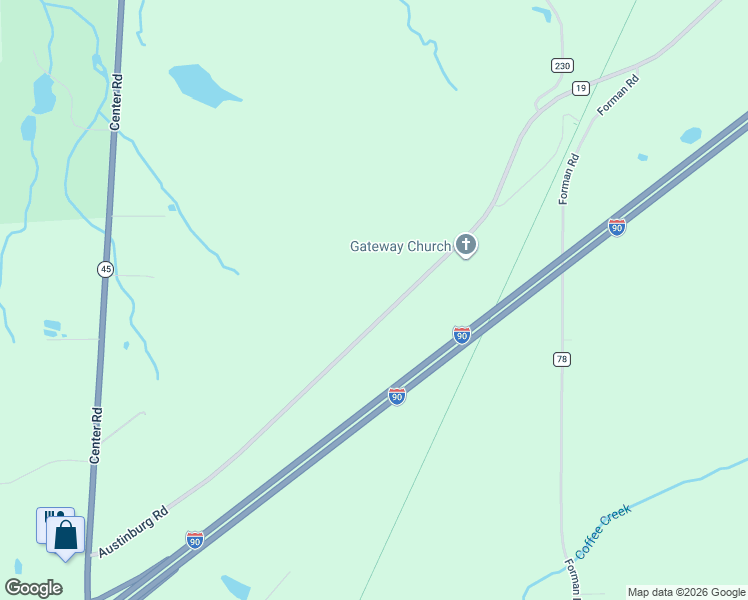 map of restaurants, bars, coffee shops, grocery stores, and more near 2251 Austinburg Road in Ashtabula