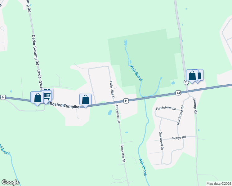 map of restaurants, bars, coffee shops, grocery stores, and more near 50 Twin Hills Drive in Coventry
