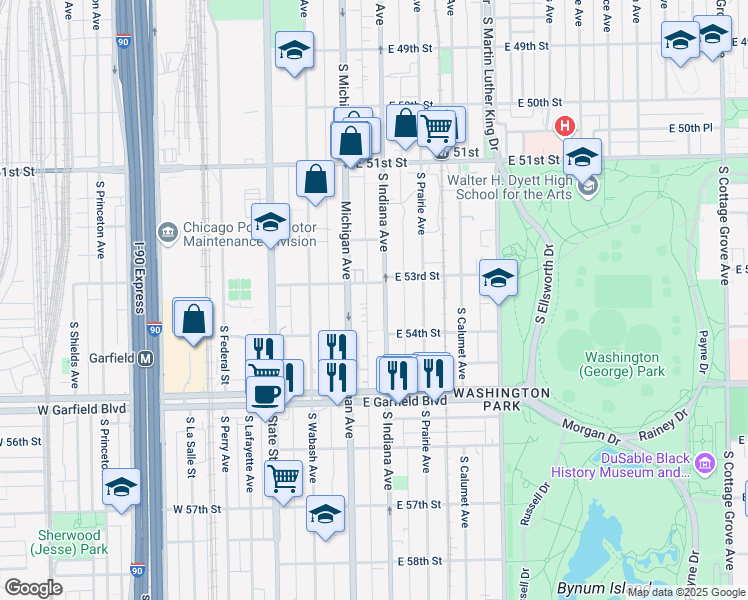 map of restaurants, bars, coffee shops, grocery stores, and more near in Chicago