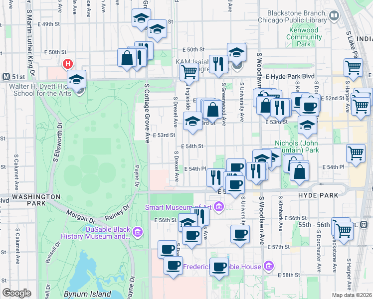 map of restaurants, bars, coffee shops, grocery stores, and more near in Chicago