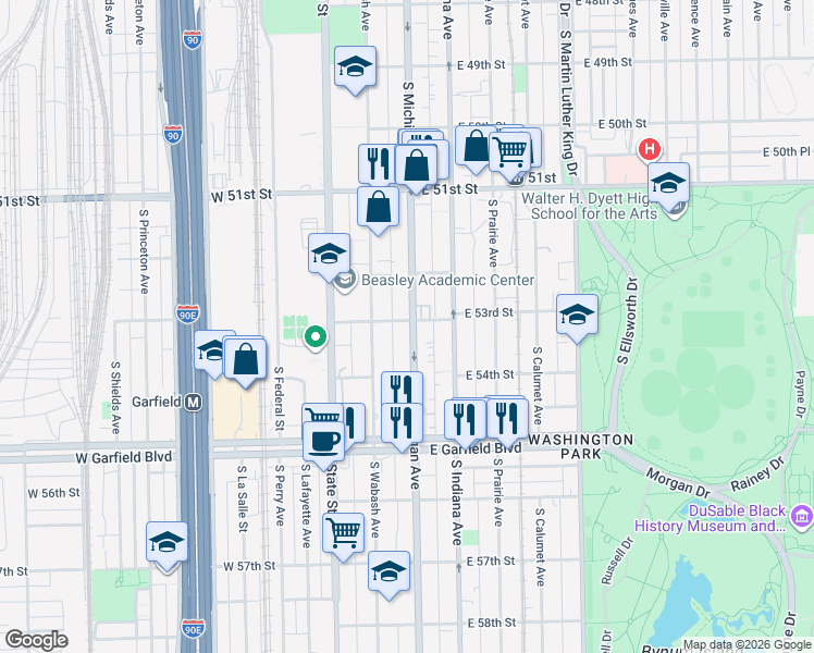 map of restaurants, bars, coffee shops, grocery stores, and more near in Chicago