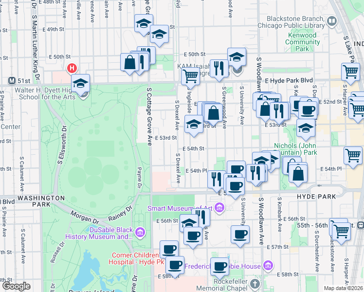 map of restaurants, bars, coffee shops, grocery stores, and more near in Chicago