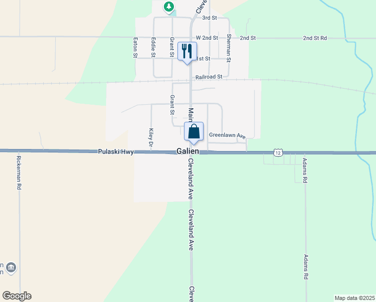 map of restaurants, bars, coffee shops, grocery stores, and more near in Galien