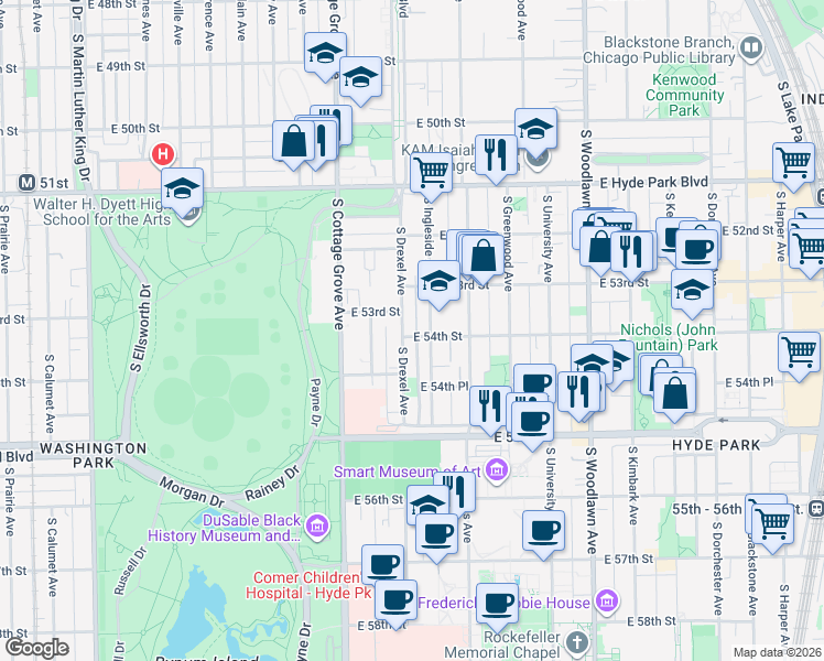 map of restaurants, bars, coffee shops, grocery stores, and more near in Chicago