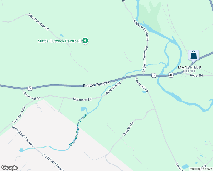 map of restaurants, bars, coffee shops, grocery stores, and more near 229 Boston Turnpike in Coventry