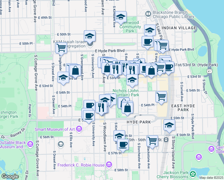 map of restaurants, bars, coffee shops, grocery stores, and more near in Chicago
