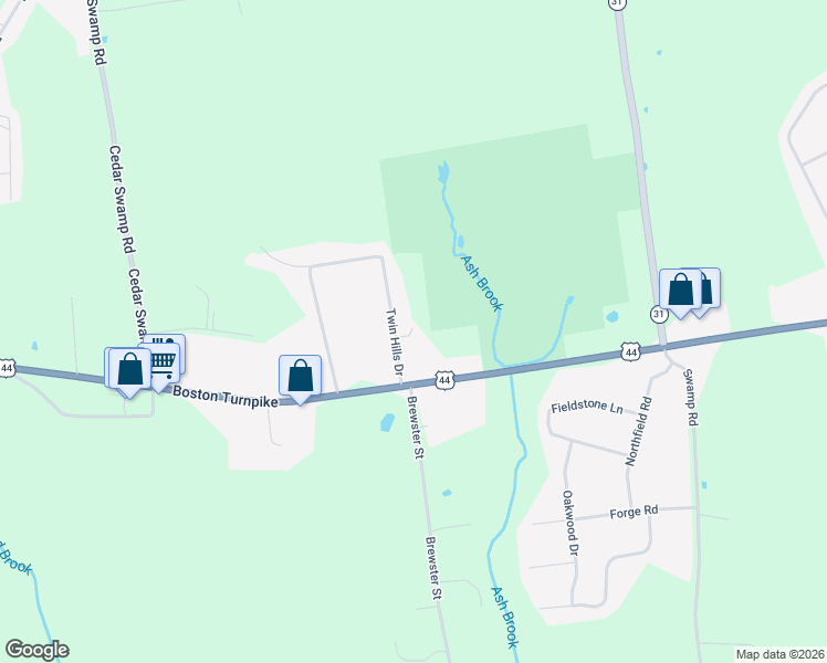 map of restaurants, bars, coffee shops, grocery stores, and more near 50 Twin Hills Drive in Coventry