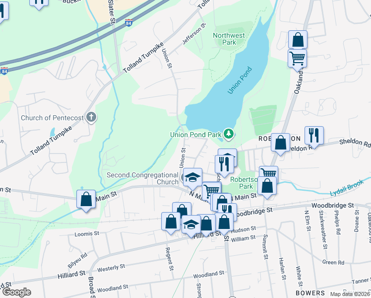 map of restaurants, bars, coffee shops, grocery stores, and more near 89 Union Street in Manchester
