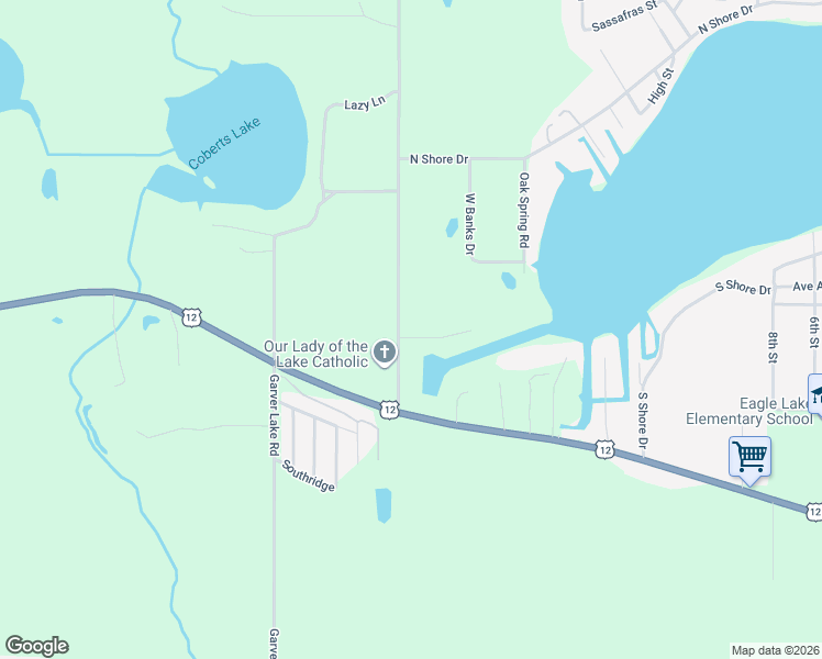 map of restaurants, bars, coffee shops, grocery stores, and more near 24260 Seaside Court in Edwardsburg