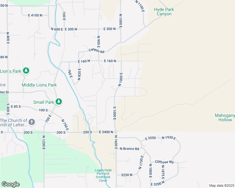 map of restaurants, bars, coffee shops, grocery stores, and more near 16 North 1000 East in Hyde Park