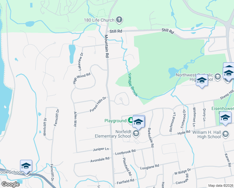 map of restaurants, bars, coffee shops, grocery stores, and more near 58 Ironwood Road in West Hartford