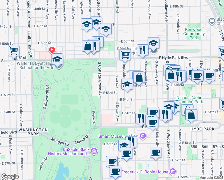 map of restaurants, bars, coffee shops, grocery stores, and more near in Chicago