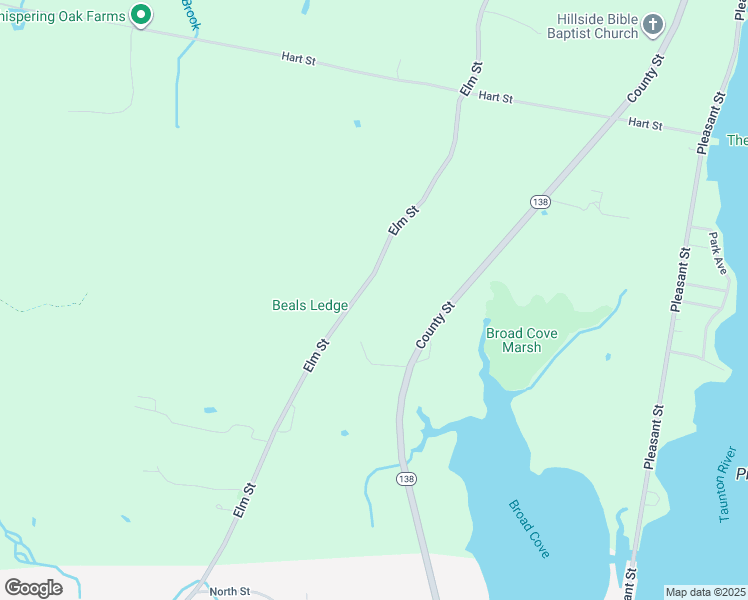 map of restaurants, bars, coffee shops, grocery stores, and more near 2771 Elm Street in Dighton