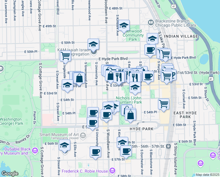 map of restaurants, bars, coffee shops, grocery stores, and more near in Chicago