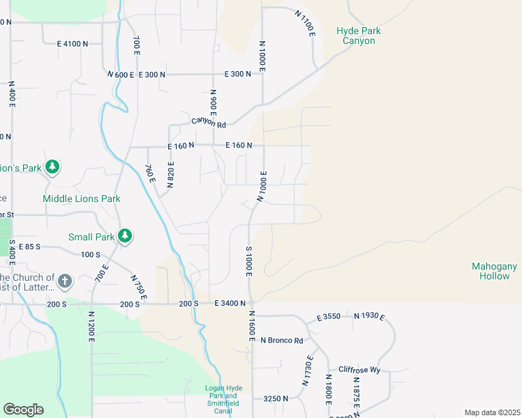 map of restaurants, bars, coffee shops, grocery stores, and more near 16 North 1000 East in Hyde Park