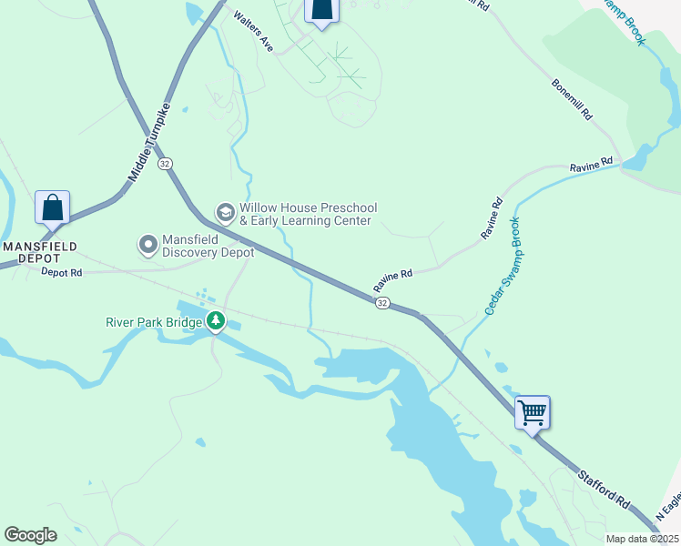map of restaurants, bars, coffee shops, grocery stores, and more near 1146 Stafford Road in Mansfield