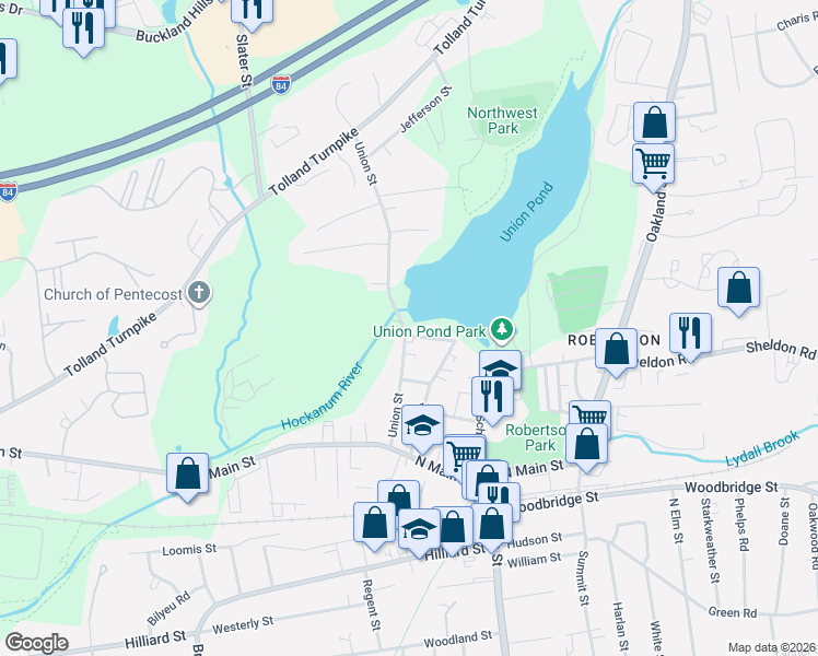 map of restaurants, bars, coffee shops, grocery stores, and more near 89 Union Street in Manchester