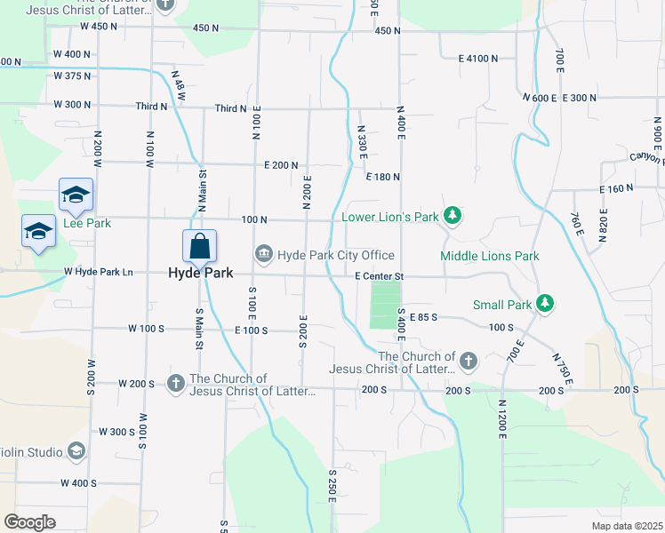 map of restaurants, bars, coffee shops, grocery stores, and more near 261 East Center Street in Hyde Park