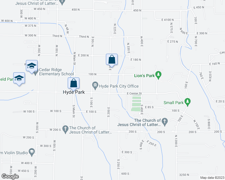 map of restaurants, bars, coffee shops, grocery stores, and more near 16 North 200 East in Hyde Park