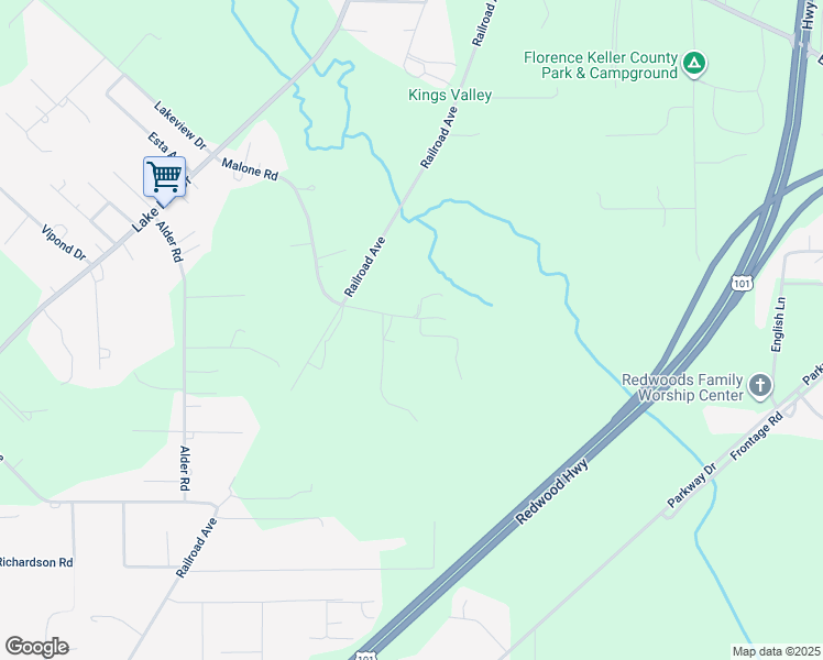 map of restaurants, bars, coffee shops, grocery stores, and more near 2141 Malone Road in Crescent City