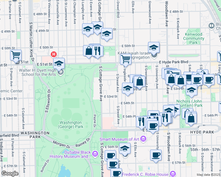 map of restaurants, bars, coffee shops, grocery stores, and more near in Chicago
