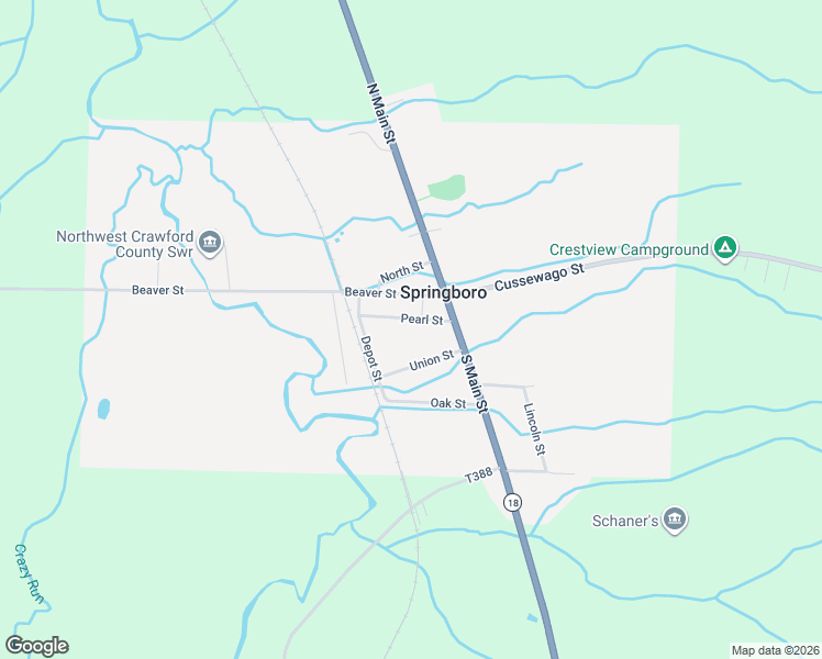 map of restaurants, bars, coffee shops, grocery stores, and more near 100-128 Union St in Springboro