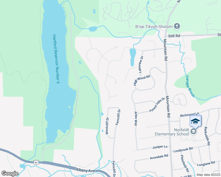 map of restaurants, bars, coffee shops, grocery stores, and more near 4 Northridge Drive in West Hartford