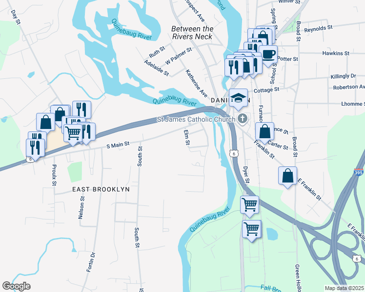 map of restaurants, bars, coffee shops, grocery stores, and more near 15 Elm Street in Brooklyn