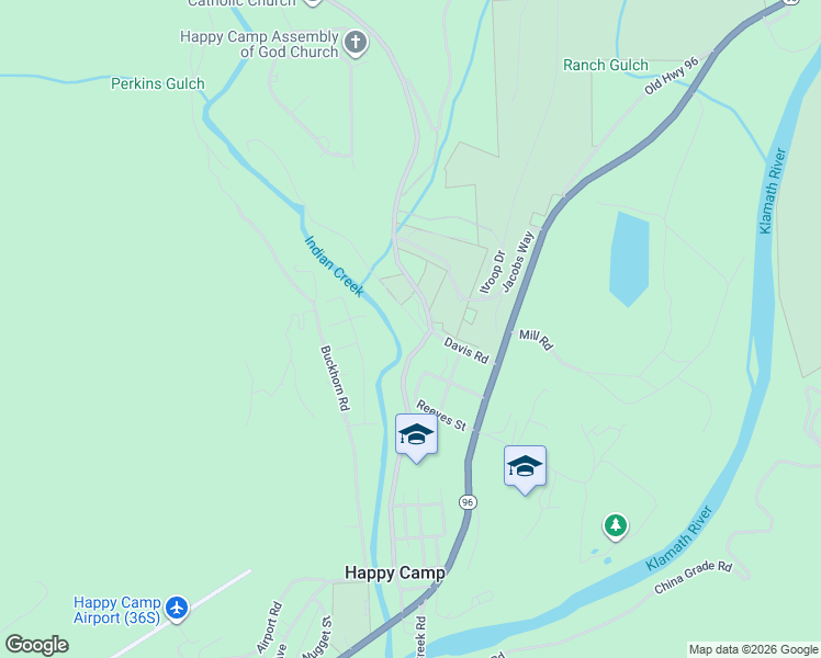 map of restaurants, bars, coffee shops, grocery stores, and more near 31 Fowler Road in Happy Camp