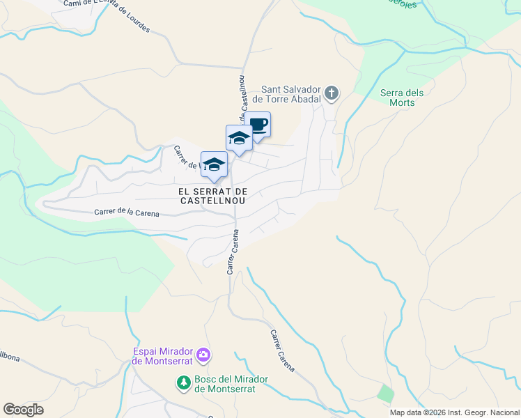 map of restaurants, bars, coffee shops, grocery stores, and more near in Castellnou de Bages