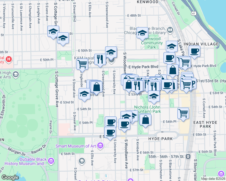 map of restaurants, bars, coffee shops, grocery stores, and more near in Chicago