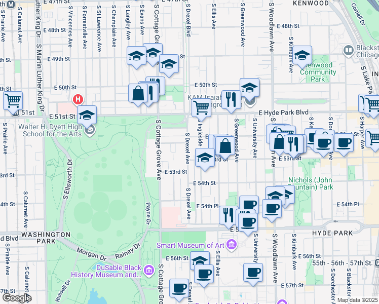 map of restaurants, bars, coffee shops, grocery stores, and more near in Chicago