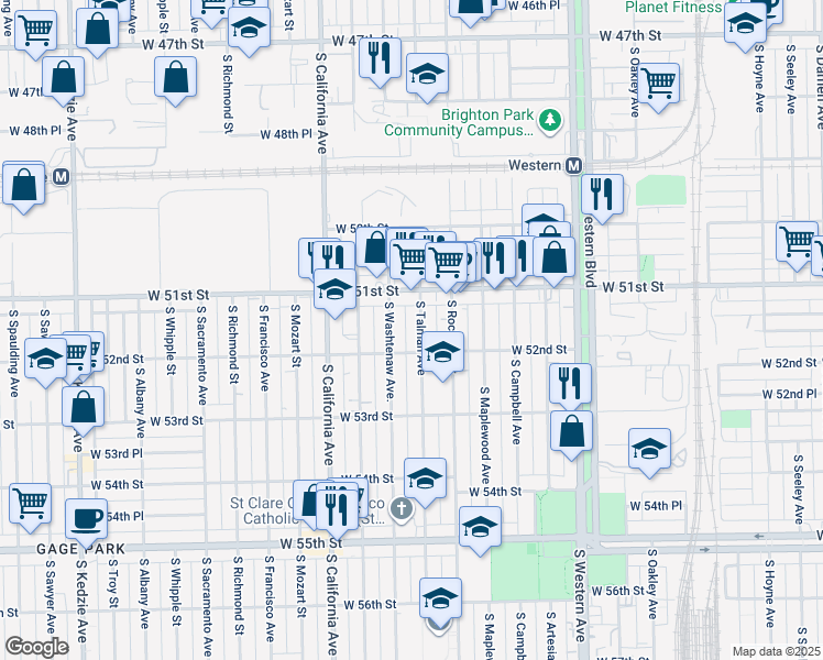 map of restaurants, bars, coffee shops, grocery stores, and more near in Chicago