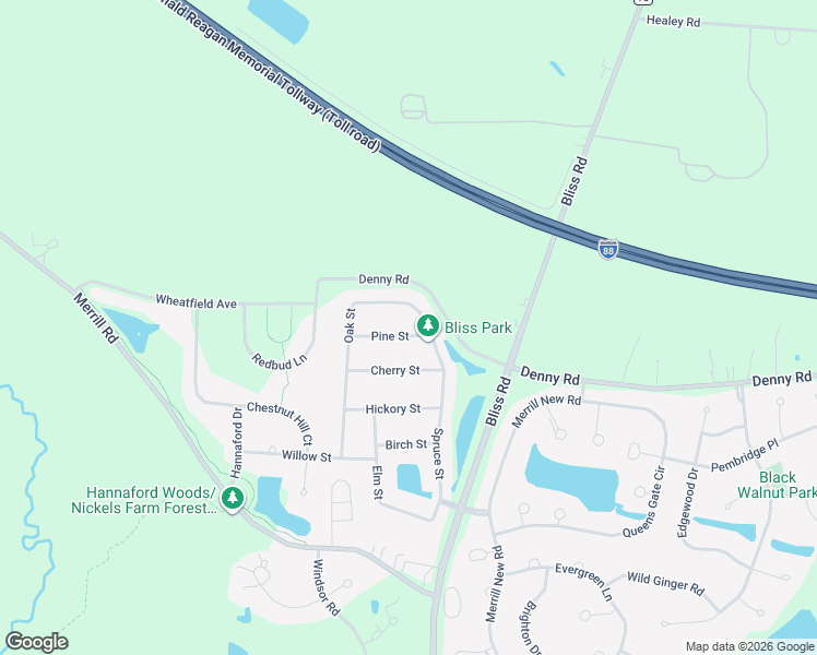 map of restaurants, bars, coffee shops, grocery stores, and more near 618 Pine Street in Sugar Grove