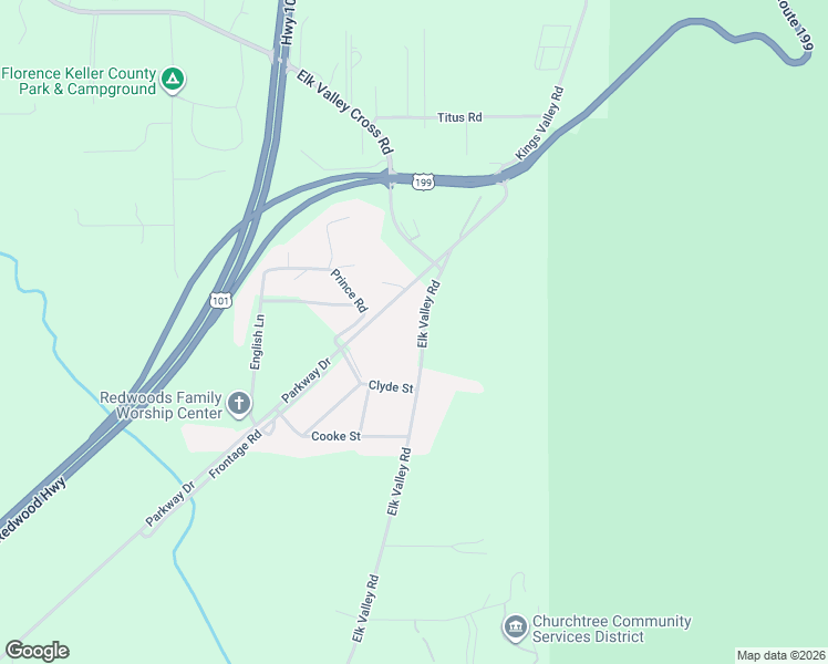 map of restaurants, bars, coffee shops, grocery stores, and more near 3031 Parkway Dr in Crescent City