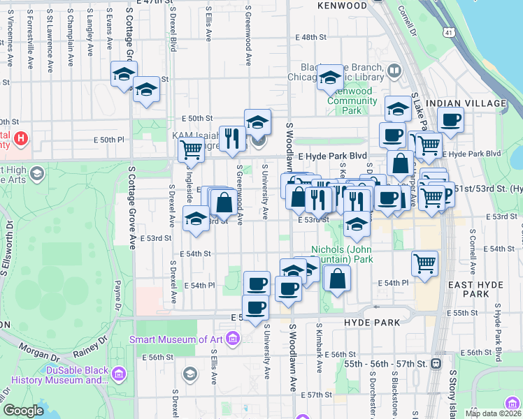 map of restaurants, bars, coffee shops, grocery stores, and more near in Chicago
